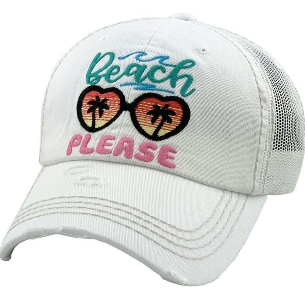 White Baseball Hat Sunhat Sunglasses Beach Please BEST SELLER Ventilated Hat NWT